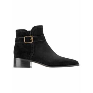 Cole Haan Norella Buckle Snip Toe Suede Ankle Boots Black Size 10B